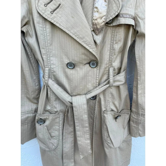 DKNY Womens Long Sleeve Double Breasted Belted Trench Coats Khaki Sz XS - Picture 3 of 16